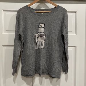 Joie Perfume Graphic Sweater M Gray Wool Cashmere Blend LightweightParisian Chic